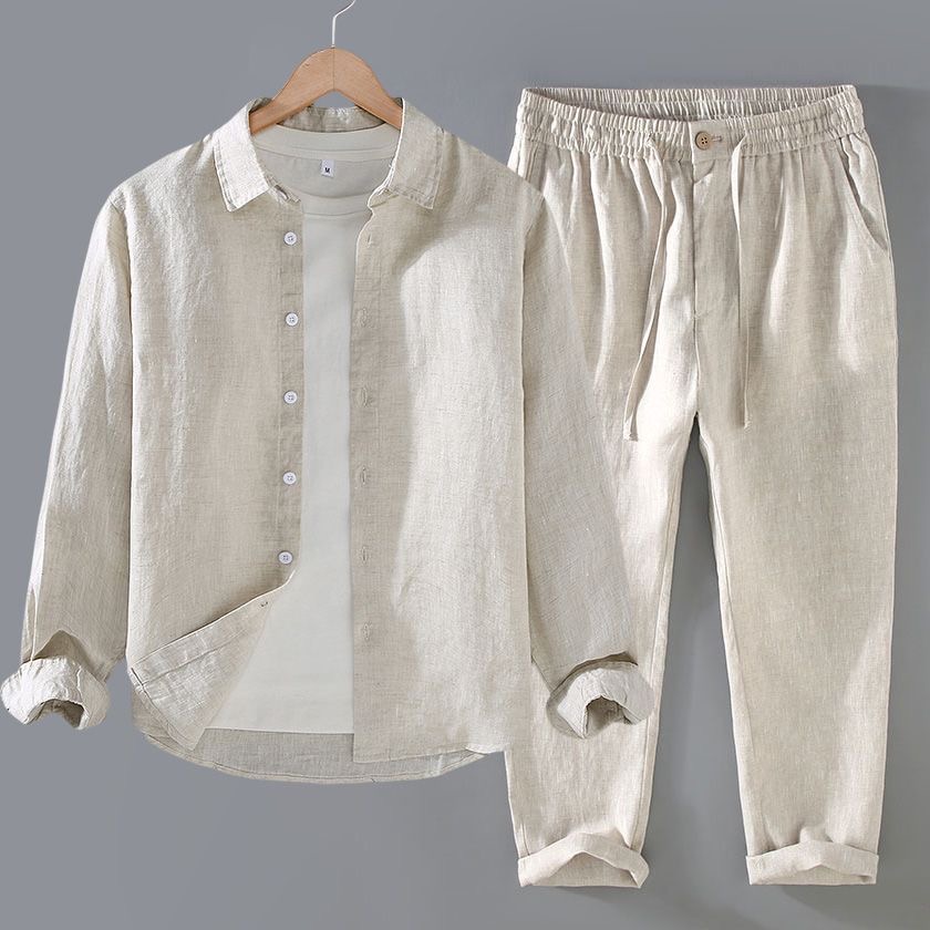 고급 순면 세트 남성 긴팔 캐주얼 통기성 면마 셔츠 신 - Linen Shirt Breathable 리뷰 및 가격